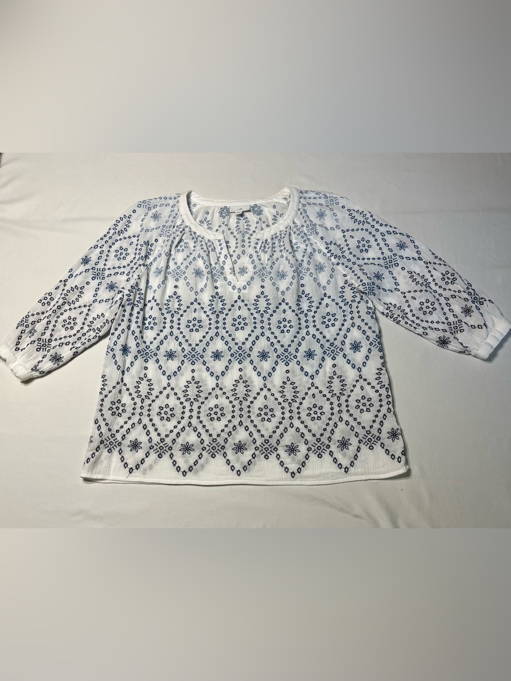 Women’s J Jill Embroidered Peasant Top Size M Petite